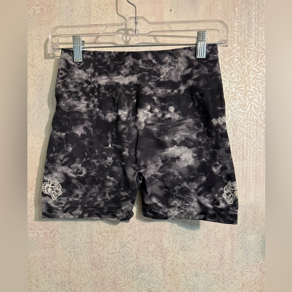 Darc Sport Black and Gray Tie-Dye Athletic Bike Shorts